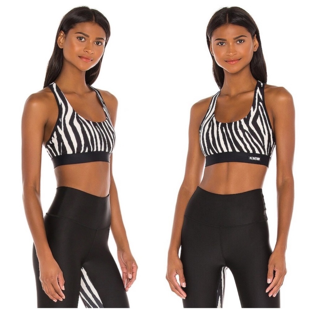 P.E. Nation Revolve Rematch Zebra Animal Print Racerback Sports Bra Size XS